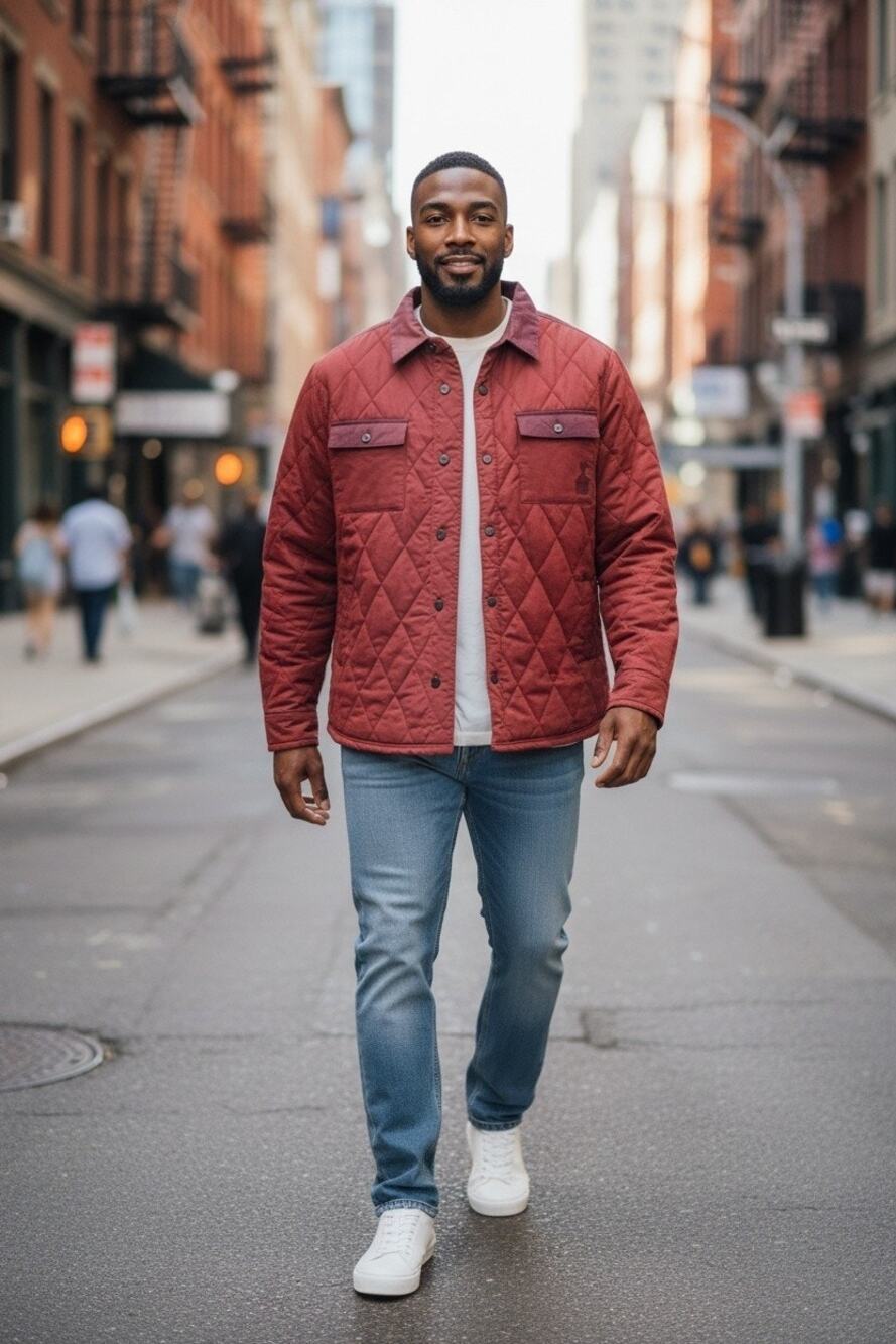 Black History Month Quilted Shacket  Color: Maroon/Burgundy Size: XL